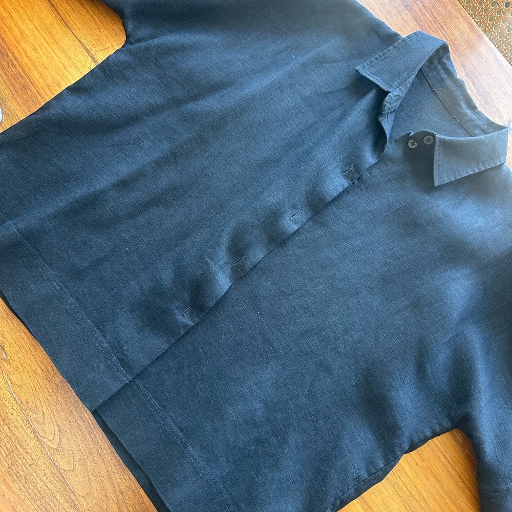 Black Boxy Linen Cos button down